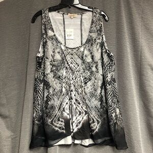 NWT one world live and let live size 1X night white black and white gray